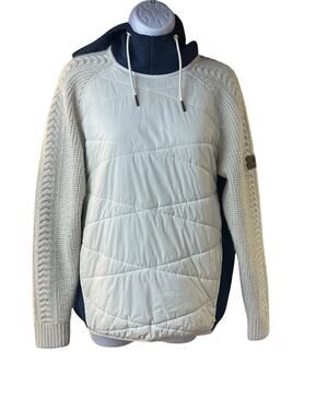 Kari Traa Hybrid Sweater Quilted Pullover Cream Ivory Navy Ski Outdoor S